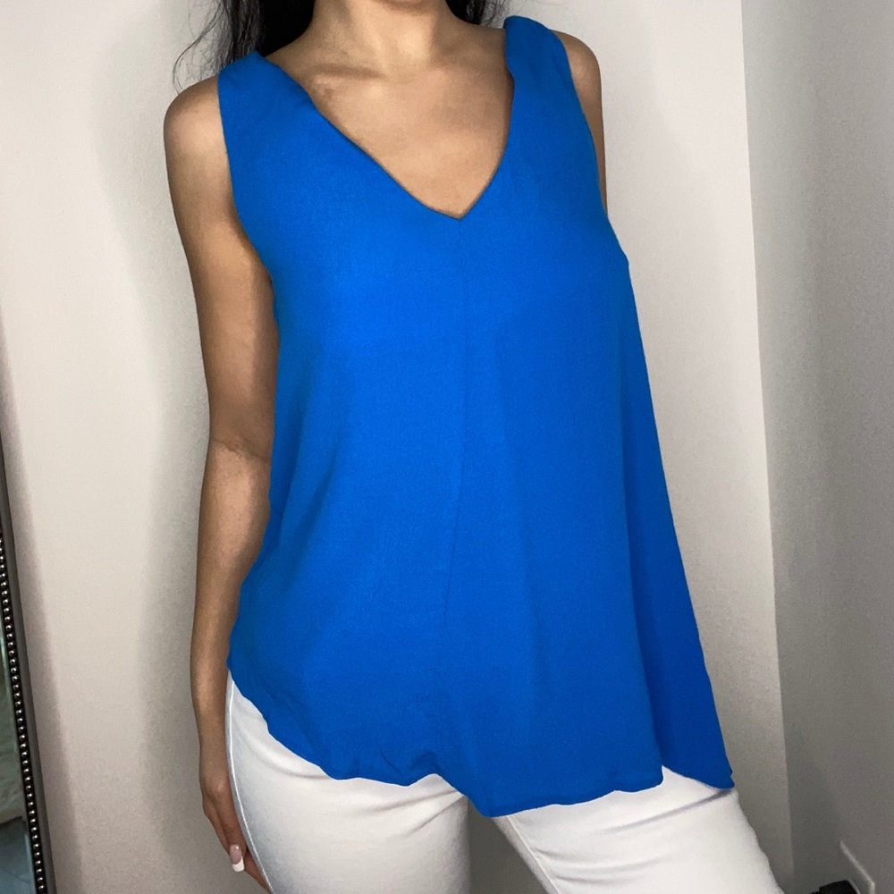 Zara Basic Blue Top Size Medium - image 2